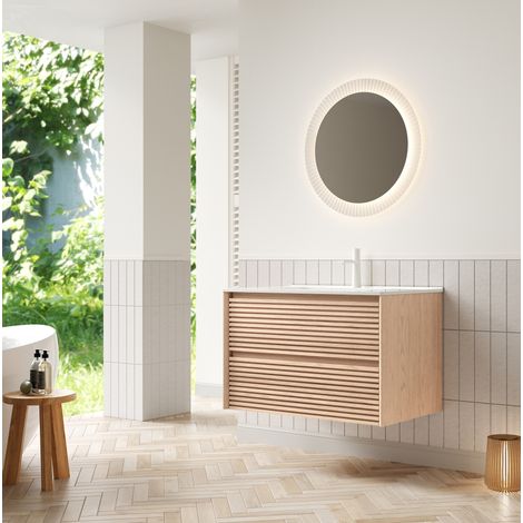 Mobile bagno sospeso con lavabo in ceramica 2 cassetti OKMYHOME (1/5)