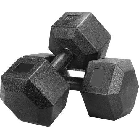 Yaheetech Coppia Manubrio Esagonale per Palestra Casa in Ferro e PVC Antiscivolo Nero 2 Pezzi 10 Kg