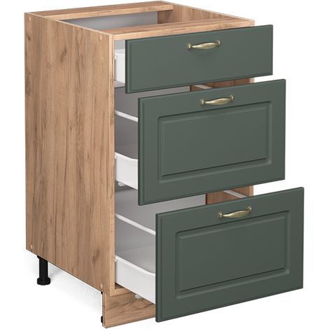 Mobiletto base per cucina Fame-Line, Verde-oro rustico, 50 cm senza piano di lavoro, Vicco (1/5)