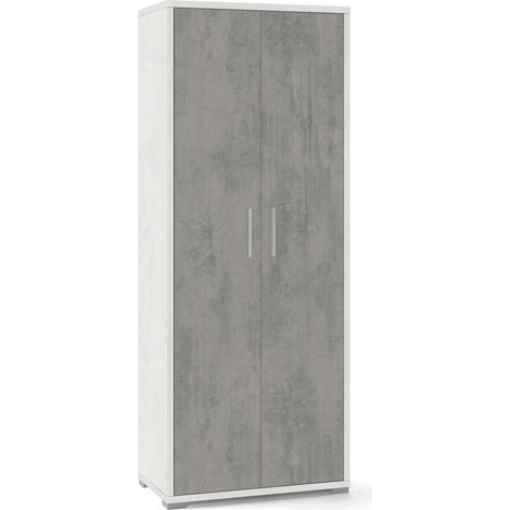 Armadio 2 ante h182 l71 p41 cm struttura bianco frontale cemento sarmog db354k - Sarmog