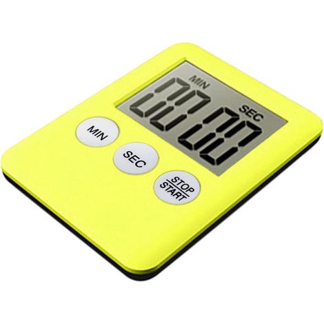 Großer digitaler Küchentimer mit LCD-Display, magnetischer Countdown-Wecker, Kochtimer mit großem Bildschirm, ideal für Hobbyköche und -bäcker, gelb.