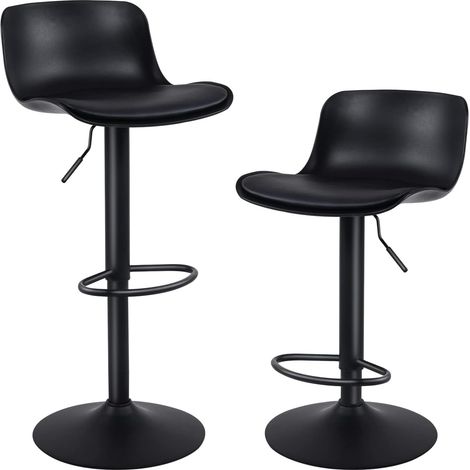 Tabouret Bar Chaises Haute de Bar Assise Moderne Reglable Rotation Metal Pivotante Noir (1/5)