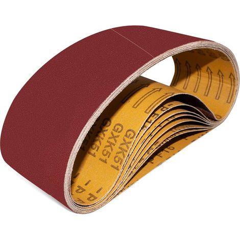 Bandes Abrasives 75 x 533 mm, grain 180, compatibles avec ponceuse à bande, pour poncer, limer, affûter et enlever les surfaces en bois métalliques (1/5)