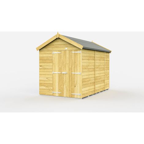 6 x 9 Feet Apex Shed - Double Door Without Windows - Wood - L272 x W175 x H217 cm