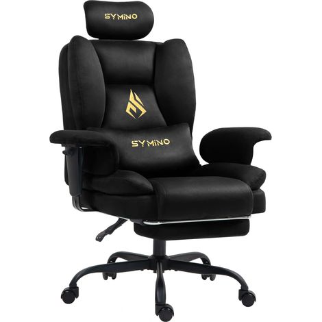 Symino Gaming Stuhl Chefsessel Bürostuhl Ergonomisch, Wildlederimitat Sofa-ähnliches Schreibtischstuhl mit Fußstütze Höhenverstellbarer Office Chair Computerstuhl 131kg (1/3)