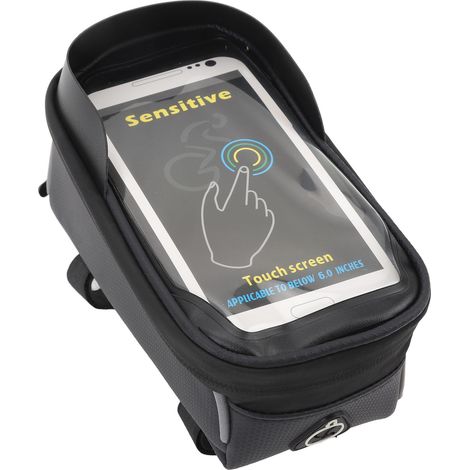 Sacoche de cadre avant pour téléphone de vélo, spacieuse, sensible, étanche, avec bande réfléchissante, pour vélo. (1/5)