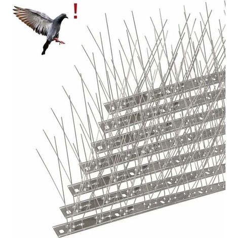 Pic Anti-Pigeon en Acier Inoxydable 6.6 Mètres, Pack de 20 Pique Anti-Oiseaux pour Effrayer Corbeaux, Moineaux, Chats, Respectueux des Animaux-- (1/5)