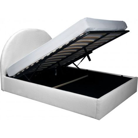 Lit coffre 2 places WALLE Tissu bouclettes incl. Sommier Différentes tailles avec sommier 160x200cm (1/5)