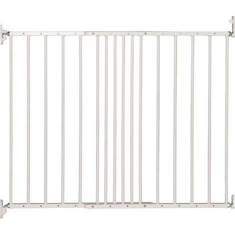 Safetots Top of The Stairs Screw Fitted Stair Gate, White Metal, 62.5cm - 106.8cm, Metal Baby Gate, Safety Barrier