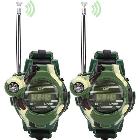 Lot 2 Montres Talkies-Walkies Jouets Enfants, Talkie-Walkie Simulation Montre Interphone Jeux Électroniques Aventures Plein Air Camping Randonnée Activités Extérieures (1/5)