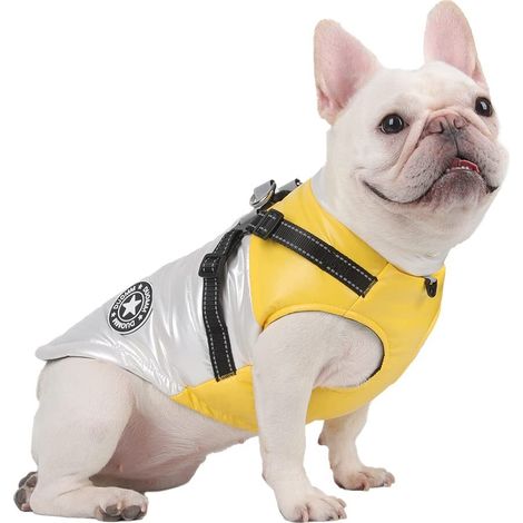 Manteau Chien Imperméable Veste d'hiver Rembourrée pour Chien avec Harnais Intégré Gilet Chaud Réfléchissant pour Chiens de Petite et Moyenne Taille Bouledogue Français (1/5)