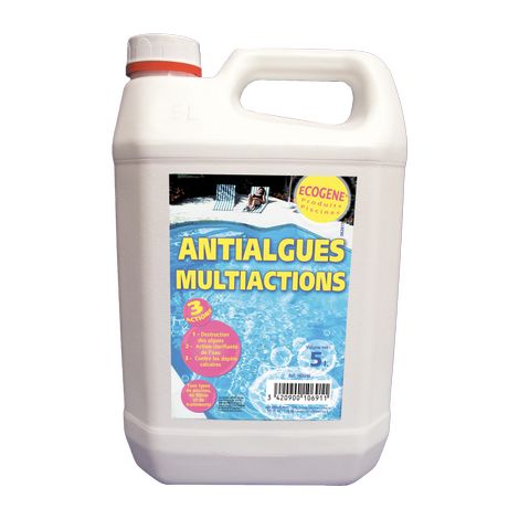 ANTIALGUES MULTI-ACTIONS : 2 ACTIONS = ANTIALGUES ET FLOCULANT  - BIDON DE 5 L