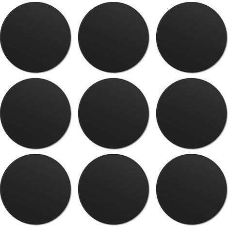 9 Pièces Plaque Metallique Telephone (9 Rondes) avec Adhésif pour Support Téléphone Voiture Magnétique/Aimant Telephone Voiture et Autres Produits Aimanté, Noir