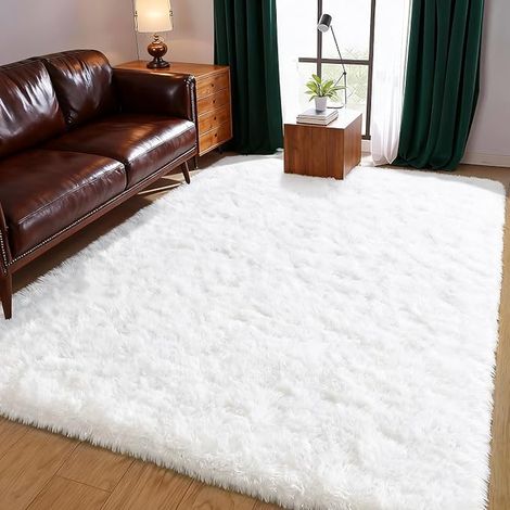 Tapis Shaggy et Salon et Chambre Blanc 120x160 cm (1/3)