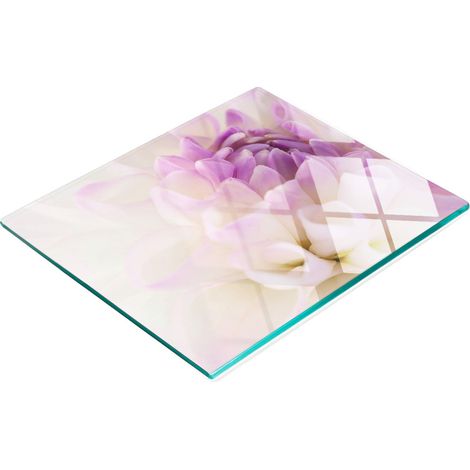 Tabla de cocina decorativa multifuncional de vidrio, color blanco dahlia, 60x52 cm. (1/5)