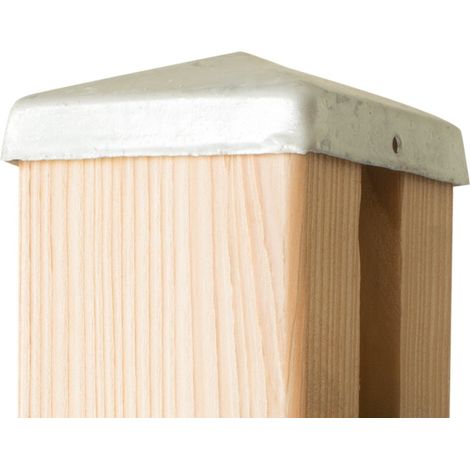 Yousteel – Chapeau galvanisé pour poteau de clôture bois 88x88mm – Acier galvanisé – Protection contre l'humidité – Vendu à l'unité
