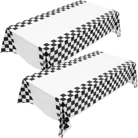 Lot de 2 nappes à carreaux jetables noires et blanches (1/4)