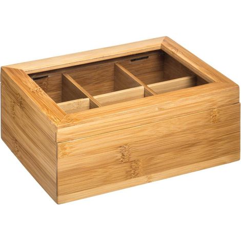 Northix Boîte à thé 6 compartiments bambou élégante