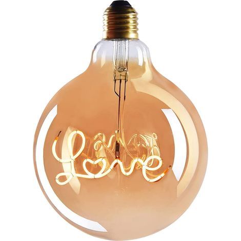 LED 1x Ampoule LED E27 Edison Tube LOVE - Douille E27 – Ampoule LED Gradable - 4W, Blanc Chaud, 230V, EL27 – Ampoule E27 Vintage/Ampoule à Filament Rétro - Classe Énergétique A+ [Classe énergétique G] (1/3)