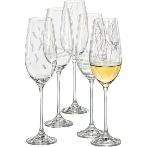 Lot de 6 flûtes à champagne en verre transparent pour fête et réception 4 x 4 x 30 cm - PANGIVO (1/5)