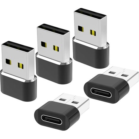 Adaptateur USB vers USB C 5 Pack,Type C Femelle USB A Mâle Convertir Chargeur pour Apple Watch 7 8 9,i-Phone 12 13 14 15 16 17 Pro Max SE,iPad Air 4 5 Mini 6,Samsung Galaxy S23 S24,Z Fold Flip (1/5)
