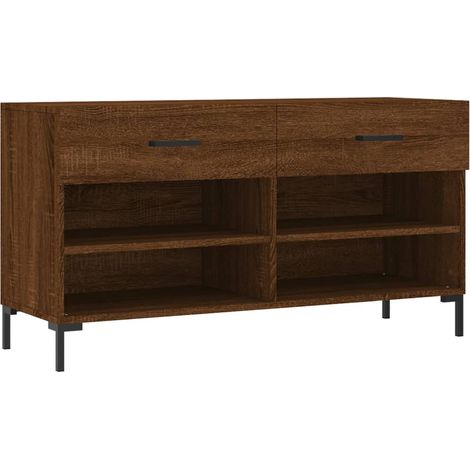 Banc à chaussures bottes commode étagère meuble entrée rangement 102 x 35 x 55 cm bois d'ingénierie marron