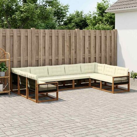 vidaXL Outdoor-Sofagarnitur mit Kissen 9 pcs Natur und Creme (1/5)