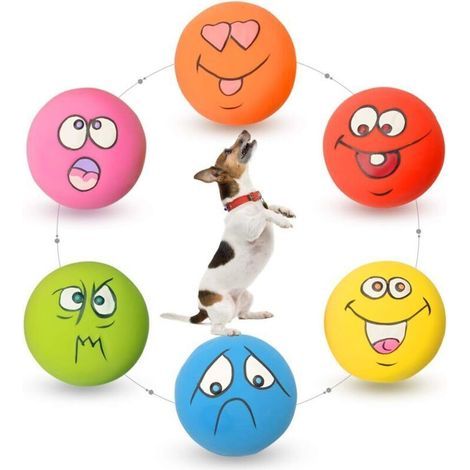 Juguetes masticables con sonido para perros y cachorros, de goma suave, 6 piezas, dimensiones 5,8 x 5,8 x 3,3 cm, perfectos para razas pequeñas. (1/5)