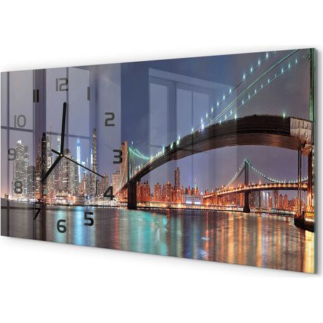 Horloge Murale Objet Décoratif 60x30 cm Verre Trempé Salon Moderne Manhattan, New York (1/5)
