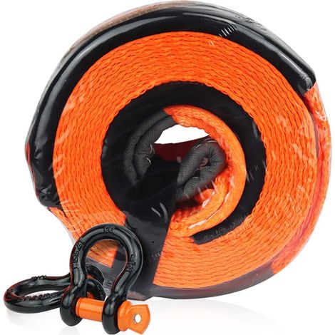 1 corde de remorquage cinétique, 5 m, charge max 5 t, avec 2 crochets en acier, sac de rangement inclus, pour voiture SUV véhicule agricole bateau (1/5)