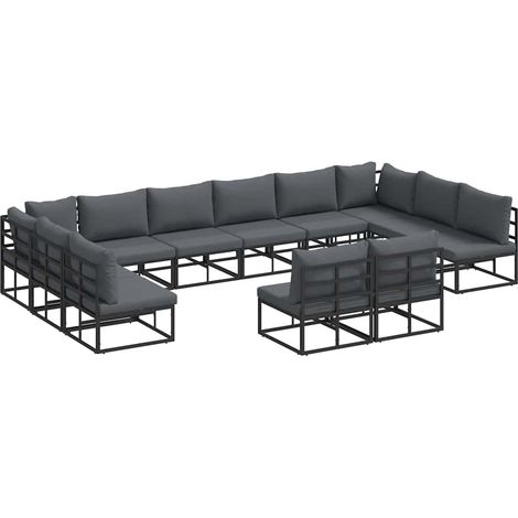 Maison Exclusive - Set Divano da Giardino con cuscino 12 pcs Nero Alluminio