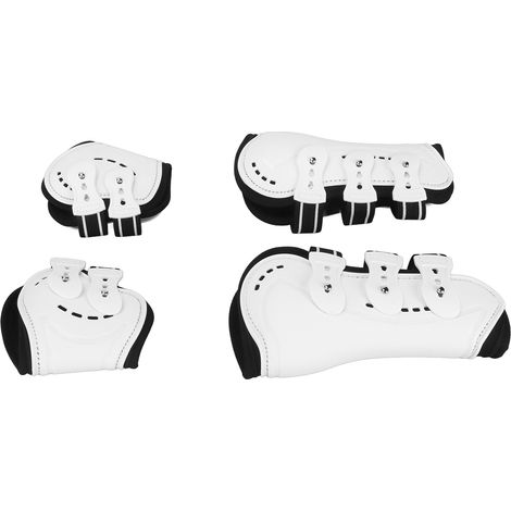 Guêtres de tendon pour chevaux, amortissant les chocs, réglables, pour l'avant et l'arrière, protection des boulets, blanches, lot de 4, taille M (1/5)
