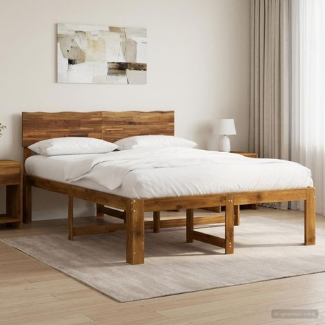 vidaXL Letto matrimoniale con testiera ROSTOCK Naturale 137 x 190 cm (1/5)