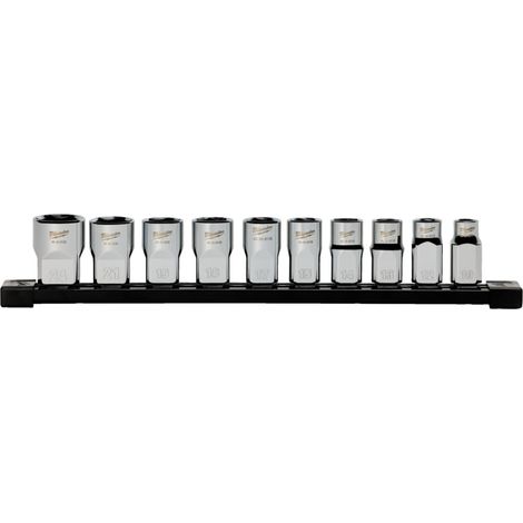 Jeu de 10 douilles métriques 1/2" sur rail Milwaukee