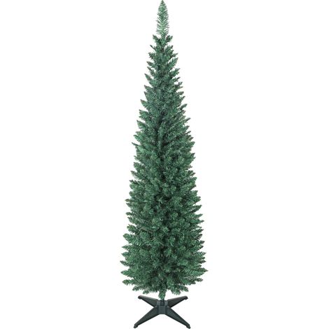 Künstlicher grüner Weihnachtsbaum, 180 cm, schlankes Design, 321 Zweige, einfacher Auf- und Abbau, für den Innenbereich oder das Büro (1/5)