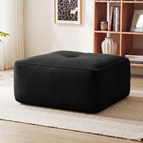 Mousse 32D ottoman modulaire en velours côtelé noir, sans montage, pour salon et détente à la maison (1/5)