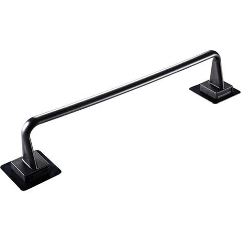 Barre Porte-Serviettes Auto-Adhésive - Barre Murale Sans Perçage pour Cuisine et Salle de Bains - Aluminium - 38 cm - Noir (1/5)