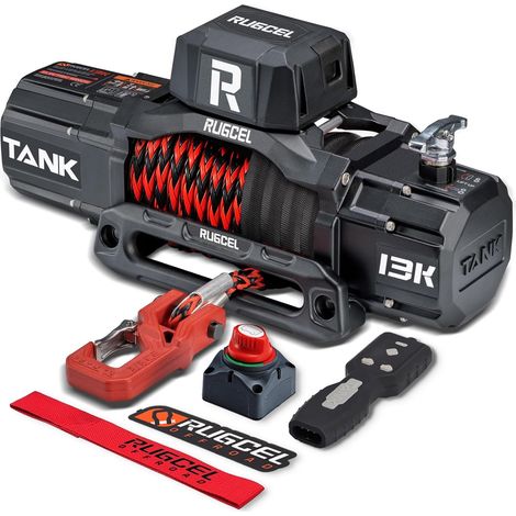 WINCH Treuil 6123 kg avec corde synthétique 12 V étanche électrique, télécommande sans fil 2 en 1, pour SUV, camion et remorque - Série TANK