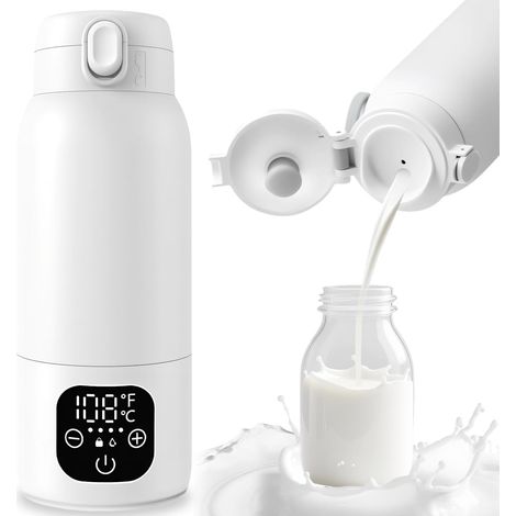 Portable baby bottle warmer for travel, 17oz wireless milk warmer for breast milk and formula, fast heating with 11000mAh battery, dual modes
