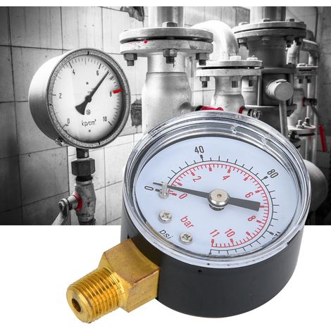 Mechanisches Manometer mit 1/8"-BSPT-Anschluss an der Unterseite für Luft, Öl und Wasser (0-160 psi 0-11 bar) (1/5)