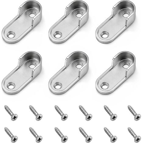 6x Support Tringle Penderie Métal Robuste Épaisseur Moyenne avec Vis – Fixation Stable pour Barre Dressing (1/5)