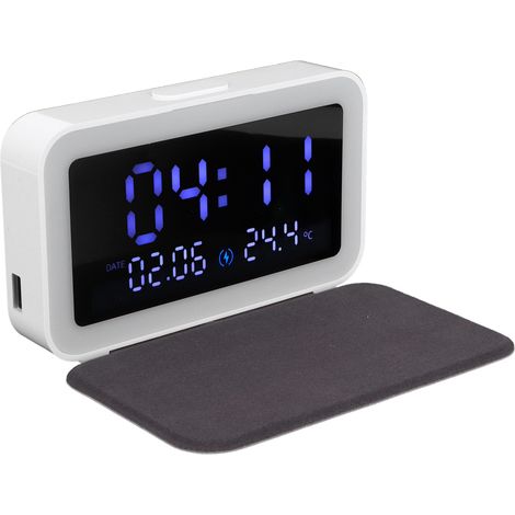 Réveil lampe de nuit LED avec chargeur sans fil 15W et thermomètre pour chambre à coucher (1/5)