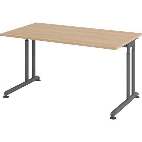 bümö Schreibtisch Serie-Z Rechteck: 140 x 80 cm Eiche Graphit (1/3)
