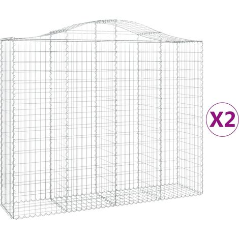 Paniers à gabions arqués 2 pcs  Mur en gabion 200x50x160/180 cm Fer galvanisé