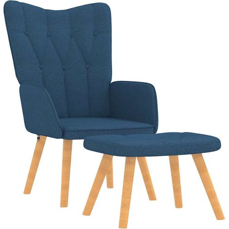 Maison Exclusive - Relaxsessel mit Hocker Blau Stoff