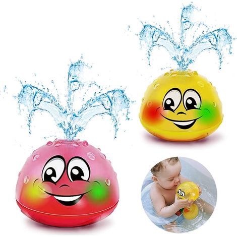Jouets de Bain, 2 x Jouet de Bain pour bébé à Jet d'eau avec et lumière Jouets pour Tout-Petits Enfants Jaune et Rose (Une Paire) (1/5)