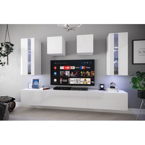 Ensemble meuble TV NEXT 291 AN291-17W-HG21-1A blanc brillant 249 cm (1/2)
