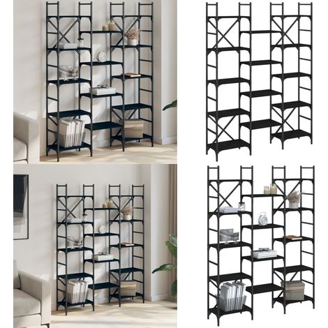 Bibliothèque noir 127,5x28,5x172,5 cm bois d'ingénierie - Bibliothèque Murale - Bibliothèque Design - Étagère Ouverte - Meuble Rangement - Stockage Maison - Home & Living (1/5)