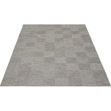 FLOORNOVO In- & Outdoor Teppich Grau gemustert - 160 x 120 cm - Flachgewebe für Garten Balkon Terrasse und Innenbereich - Robust & Pflegeleicht - vielseitig einsetzbar im Innen- und Außenbereich (1/2)