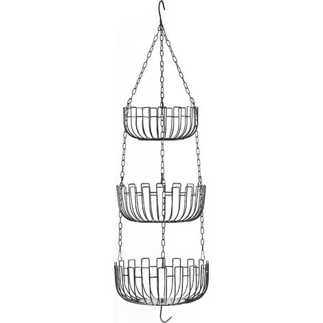 Panier à Fruits Suspendu à 3 Niveaux - Corbeille à Légumes Multifonction pour Cuisine - Support en Chaîne Métallique (1/3)